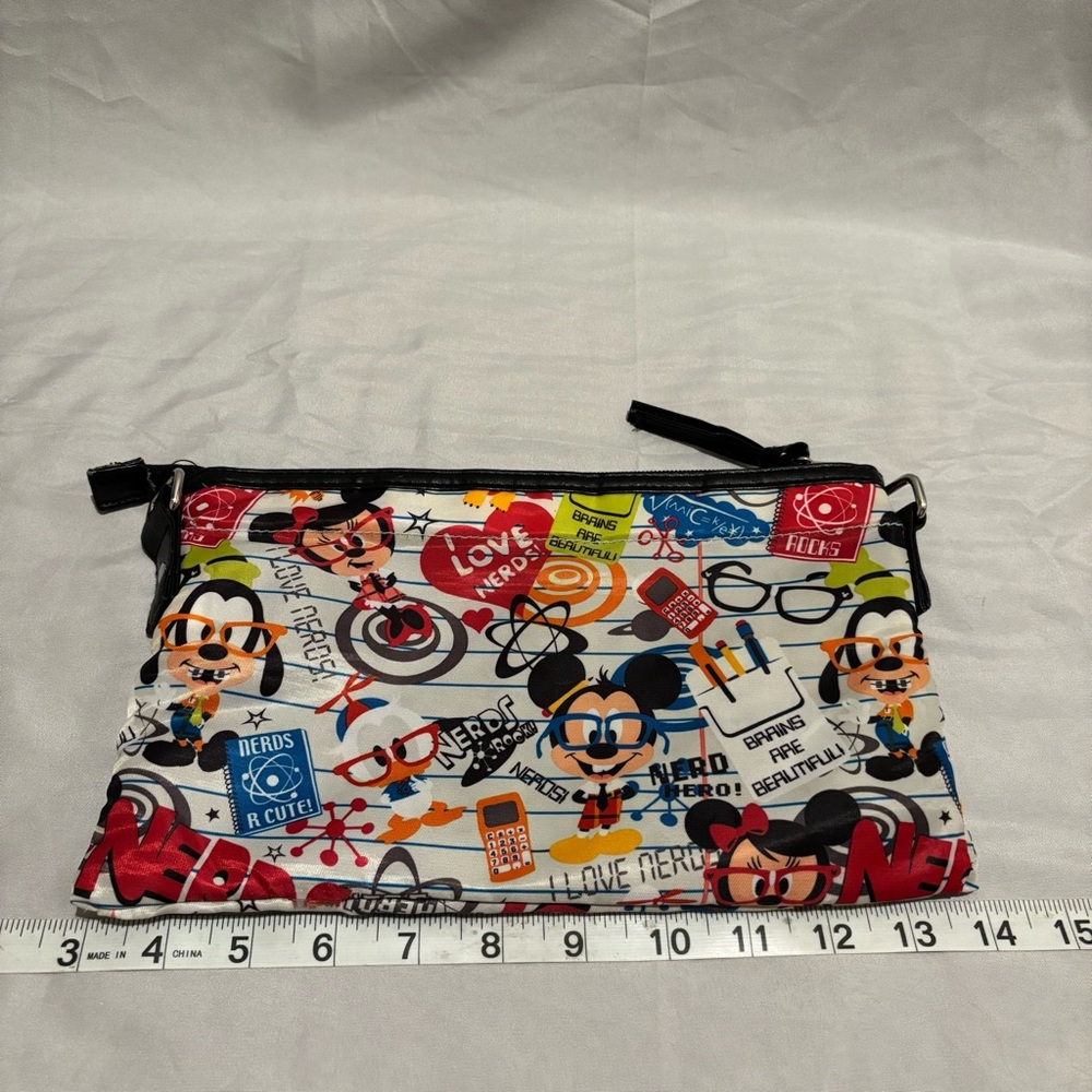 Disney Parks Authentic Nerds Rock Bag + Wallet Brains Are Beautiful Minnie Goofy - Picture 2 of 11
